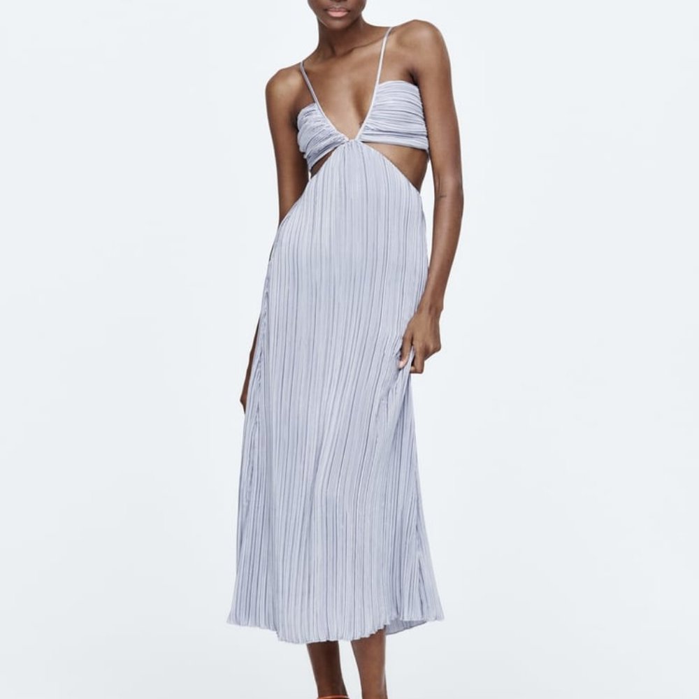 ZARA CUT OUT PLEATED DRESS XS
